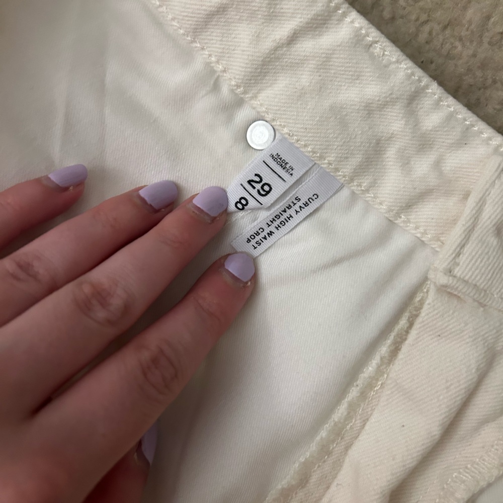 LOFT Cream Straight Leg Jeans - Picture 2 of 3